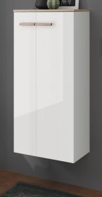 Badezimmer Kommode Dense in weiß Lack Hochglanz und Eiche Midischrank hängend / stehend 51 x 110 cm Badezimmer Kommode Dense in weiß Lack Hochglanz und Eiche Midischrank hängend / stehend 51 x 110 cm