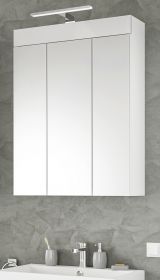 Badezimmer Spiegelschrank Snow in weiß Hochglanz Badschrank 3-türig 60 x 79 cm