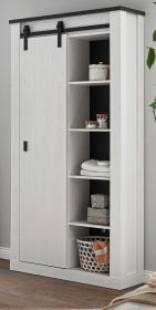 Badezimmer Hochschrank Stove in weiß Pinie und anthrazit Landhaus Badmöbel Regalschrank 93 x 201 cm Badezimmer Hochschrank Stove in weiß Pinie und anthrazit Landhaus Badmöbel Regalschrank 93 x 201 cm