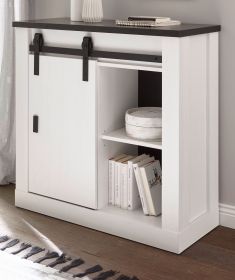 Aktenschrank Stove in weiß Pinie und anthrazit Landhaus Büro Kommode 93 x 91 cm Aktenschrank Stove in weiß Pinie und anthrazit Landhaus Büro Kommode 93 x 91 cm