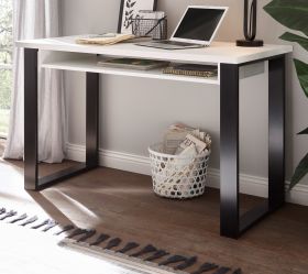 Schreibtisch Stove in weiß Pinie und anthrazit Landhaus Laptoptisch für Homeoffice und Büro 125 x 60 cm