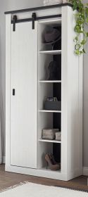 Flurschrank Stove in weiß Pinie und anthrazit Landhaus Schuhschrank 93 x 201 cm Mehrzweckschrank Flurschrank Stove in weiß Pinie und anthrazit Landhaus Schuhschrank 93 x 201 cm Mehrzweckschrank