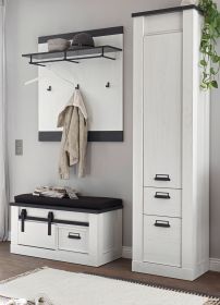 Garderobe Set 4-teilig Stove in weiß Pinie und anthrazit Landhaus Garderobenkombination 164 x 201 cm Garderobe Set 4-teilig Stove in weiß Pinie und anthrazit Landhaus Garderobenkombination 164 x 201 cm