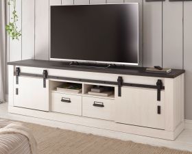 TV-Lowboard Stove in weiß Pinie und anthrazit Landhaus TV Unterteil in Komforthöhe 201 x 61 cm