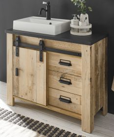 Waschbeckenunterschrank MIT Waschbecken Stove in Old Style hell und anthrazit Waschtisch 95 cm Waschbeckenunterschrank MIT Waschbecken Stove in Old Style hell und anthrazit Waschtisch 95 cm
