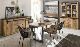 Esszimmer Set Stove in Old Style hell und anthrazit Speisezimmer 3-teilig mit Buffetschrank, Esstisch und Sideboard Esszimmer Set Stove in Old Style hell und anthrazit Speisezimmer 3-teilig mit Buffetschrank, Esstisch und Sideboard