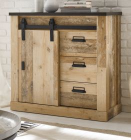 Kommode Stove in Old Style hell und anthrazit Sideboard 93 x 91 cm Kommode Stove in Old Style hell und anthrazit Sideboard 93 x 91 cm