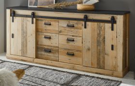 Sideboard Stove in Old Style hell und anthrazit Kommode 201 x 91 cm Sideboard Stove in Old Style hell und anthrazit Kommode 201 x 91 cm