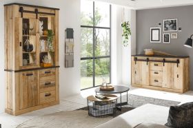 Wohn- und Esszimmer Set Stove in Old Style hell und anthrazit Wohnkombination 2-teilig mit Vitrine und Sideboard Wohn- und Esszimmer Set Stove in Old Style hell und anthrazit Wohnkombination 2-teilig mit Vitrine und Sideboard