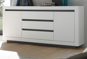 Sideboard Rooky in weiß und anthrazit Wohnzimmer Esszimmer Kommode 200 x 91 cm