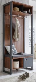 Garderobe Auburn in Eiche Stirling und Matera grau Kompaktgarderobe mit Sitzkissen 90 x 202 cm Garderobe Auburn in Eiche Stirling und Matera grau Kompaktgarderobe mit Sitzkissen 90 x 202 cm