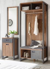 Garderobe Set 3-teilig Auburn in Eiche Stirling und grau Garderobenkombination 155 x 202 cm Garderobe Set 3-teilig Auburn in Eiche Stirling und grau Garderobenkombination 155 x 202 cm