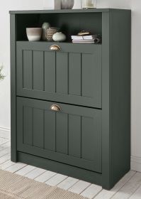 Schuhschrank Forres in grün Landhausstil Flur Schuhkipper 80 x 112 cm Schuhschrank Forres in grün Landhausstil Flur Schuhkipper 80 x 112 cm