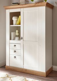 Highboard Hemsby in weiß Pinie und Eiche Wotan Landhaus Anrichte 102 x 139 cm Highboard Hemsby in weiß Pinie und Eiche Wotan Landhaus Anrichte 102 x 139 cm