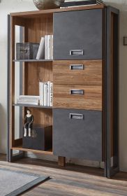 Highboard Auburn in Eiche Stirling und Matera grau Anrichte 90 x 140 cm Highboard Auburn in Eiche Stirling und Matera grau Anrichte 90 x 140 cm