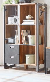 Highboard Auburn in Eiche Stirling und Matera grau Vitrine 90 x 140 cm Highboard Auburn in Eiche Stirling und Matera grau Vitrine 90 x 140 cm