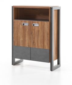 Kommode Auburn in Eiche Stirling und Matera grau Sideboard 75 x 100 cm Kommode Auburn in Eiche Stirling und Matera grau Sideboard 75 x 100 cm
