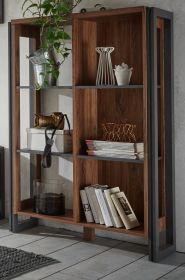 Regal Auburn in Eiche Stirling und Matera grau Regalschrank 90 x 140 cm Bücherregal Regal Auburn in Eiche Stirling und Matera grau Regalschrank 90 x 140 cm Bücherregal