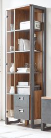 Vitrine Auburn in Eiche Stirling und Matera grau Regalschrank 70 x 202 cm Bücherregal Vitrine Auburn in Eiche Stirling und Matera grau Regalschrank 70 x 202 cm Bücherregal