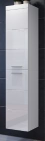 Badezimmer Hochschrank Devon in weiß Hochglanz Badschrank hängend 35 x 170 cm
