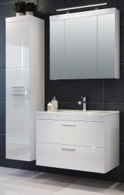 Badm�bel Set Devon in wei� Hochglanz Badkombination h�ngend MIT Waschbecken 130 x 190 cm