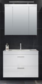 Badm�bel Set Devon in wei� Hochglanz Badkombination h�ngend MIT Waschbecken 80 x 190 cm
