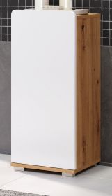 Badezimmer Unterschrank Ciara in weiß Hochglanz und Eiche Artisan Badschrank 37 x 82 cm Badkommode