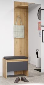 Kompaktgarderobe Torino in Basalt grau und Eiche Garderobe mit Spiegel 90 x 189 cm Kompaktgarderobe Torino in Basalt grau und Eiche Garderobe mit Spiegel 90 x 189 cm