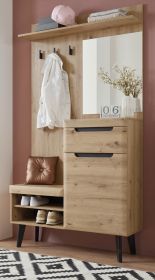Garderobe Ronson in Artisan Eiche und schwarz Kompaktgarderobe skandinavisch 110 x 200 cm Garderobe Ronson in Artisan Eiche und schwarz Kompaktgarderobe skandinavisch 110 x 200 cm