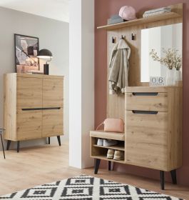 Garderobe Set 2-teilig Ronson in Artisan Eiche und schwarz Garderobenkombination skandinavisch 232 x 200 cm Garderobe Set 2-teilig Ronson in Artisan Eiche und schwarz Garderobenkombination skandinavisch 232 x 200 cm