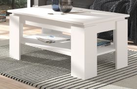 Couchtisch Titan in weiß Beistelltisch mit Ablage 100 x 60 cm Couchtisch Titan in weiß Beistelltisch mit Ablage 100 x 60 cm