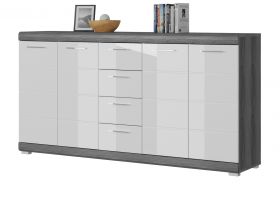 Sideboard Scout in weiß Hochglanz und Rauchsilber grau Kommode 165 x 85 cm Sideboard Scout in weiß Hochglanz und Rauchsilber grau Kommode 165 x 85 cm