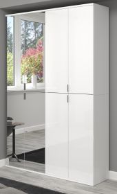 Garderobe mit Spiegel ProjektX in weiß Hochglanz Mehrzweckschrank mit Spiegeltür 122 x 193 cm Garderobe mit Spiegel ProjektX in weiß Hochglanz Mehrzweckschrank mit Spiegeltür 122 x 193 cm