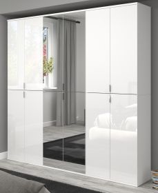 Garderobe mit Spiegel ProjektX in weiß Hochglanz Mehrzweckschrank mit Spiegeltür 183 x 193 cm Garderobe mit Spiegel ProjektX in weiß Hochglanz Mehrzweckschrank mit Spiegeltür 183 x 193 cm