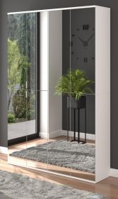 Garderobe mit Spiegel ProjektX in weiß Schuhschrank mit Spiegeltüren 122 x 193 cm Garderobe mit Spiegel ProjektX in weiß Schuhschrank mit Spiegeltüren 122 x 193 cm