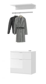 Garderobe Set 3-teilig SystemX in weiß Hochglanz Kommode und Kleiderstange 61 cm Garderobe Set 3-teilig SystemX in weiß Hochglanz Kommode und Kleiderstange 61 cm