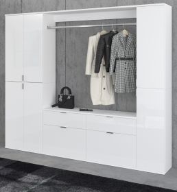 Garderobenschrank ProjektX in weiß Hochglanz Kleiderschrank 212 x 193 cm Garderobenschrank ProjektX in weiß Hochglanz Kleiderschrank 212 x 193 cm