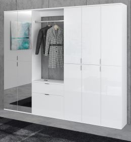 Garderobenschrank mit Spiegel ProjektX in weiß Hochglanz Kleiderschrank mit Spiegeltür 213 x 193 cm Garderobenschrank mit Spiegel ProjektX in weiß Hochglanz Kleiderschrank mit Spiegeltür 213 x 193 cm