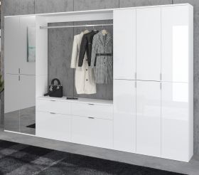 Garderobenschrank mit Spiegel ProjektX in weiß Hochglanz Kleiderschrank mit Spiegeltür 273 x 193 cm Garderobenschrank mit Spiegel ProjektX in weiß Hochglanz Kleiderschrank mit Spiegeltür 273 x 193 cm