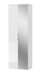 Garderobenschrank mit Spiegel ProjektX in weiß Hochglanz Schuhschrank mit Spiegeltür 60 x 193 cm Garderobenschrank mit Spiegel ProjektX in weiß Hochglanz Schuhschrank mit Spiegeltür 60 x 193 cm