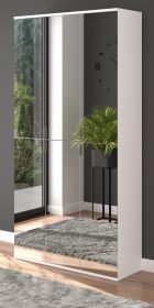 Garderobenschrank mit Spiegel ProjektX in weiß Mehrzweckschrank mit Spiegeltüren 91 x 193 cm Garderobenschrank mit Spiegel ProjektX in weiß Mehrzweckschrank mit Spiegeltüren 91 x 193 cm