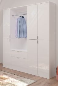 Kleiderschrank ProjektX in weiß Hochglanz Garderobenschrank 152 x 193 cm Kleiderschrank ProjektX in weiß Hochglanz Garderobenschrank 152 x 193 cm