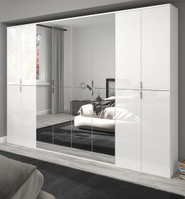 Kleiderschrank mit Spiegel ProjektX in weiß Hochglanz Mehrzweckschrank mit Spiegeltür 244 x 193 cm Kleiderschrank mit Spiegel ProjektX in weiß Hochglanz Mehrzweckschrank mit Spiegeltür 244 x 193 cm