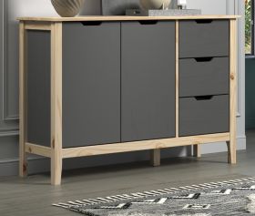 Sideboard Latera in Massivholz Kiefer grau lackiert Wohn- und Esszimmer Kommode 110 x 79 cm Sideboard Latera in Massivholz Kiefer grau lackiert Wohn- und Esszimmer Kommode 110 x 79 cm