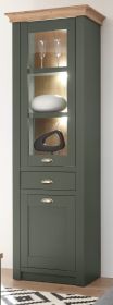 Vitrine Norwich in grün und Wotan Eiche Landhaus Vitrinenschrank 68 x 207 cm Vitrine Norwich in grün und Wotan Eiche Landhaus Vitrinenschrank 68 x 207 cm