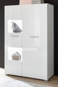 Vitrine Crucero in weiß Hochglanz Wohn- und Esszimmer Vitrinenschrank 80 x 123 cm Vitrine Crucero in weiß Hochglanz Wohn- und Esszimmer Vitrinenschrank 80 x 123 cm