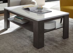 Couchtisch Briard in weiß Hochglanz und grau Stone Beistelltisch 118 x 72 cm Couchtisch Briard in weiß Hochglanz und grau Stone Beistelltisch 118 x 72 cm