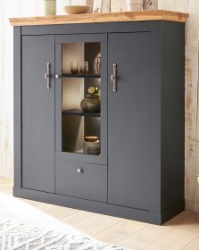 Highboard Ribera in grau und Wotan Eiche Landhaus Wohn- und Esszimmer Vitrine 141 x 146 cm Highboard Ribera in grau und Wotan Eiche Landhaus Wohn- und Esszimmer Vitrine 141 x 146 cm