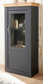 Vitrinenschrank Ribera in grau und Wotan Eiche Landhaus Wohn- und Esszimmer Vitrine 72 x 146 cm Vitrinenschrank Ribera in grau und Wotan Eiche Landhaus Wohn- und Esszimmer Vitrine 72 x 146 cm