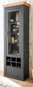 Vitrinenschrank Ribera in grau und Wotan Eiche Landhaus Wohn- und Esszimmer Vitrine 72 x 201 cm Vitrinenschrank Ribera in grau und Wotan Eiche Landhaus Wohn- und Esszimmer Vitrine 72 x 201 cm